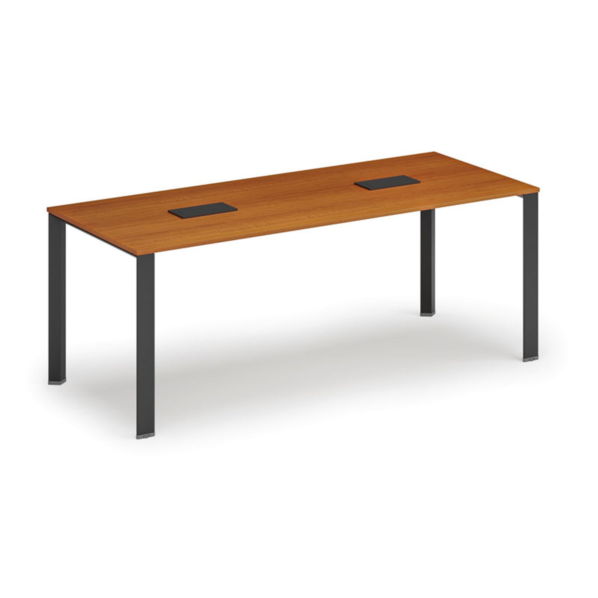Jednací stůl PRIMO INFINITY, 200x90 cm, třešeň + 2x stolní zásuvka TYP I, černá