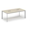 Jednací stůl PRIMO INVITATION, 200x100 cm, bříza + 2x stolní zásuvka TYP III, stříbrná