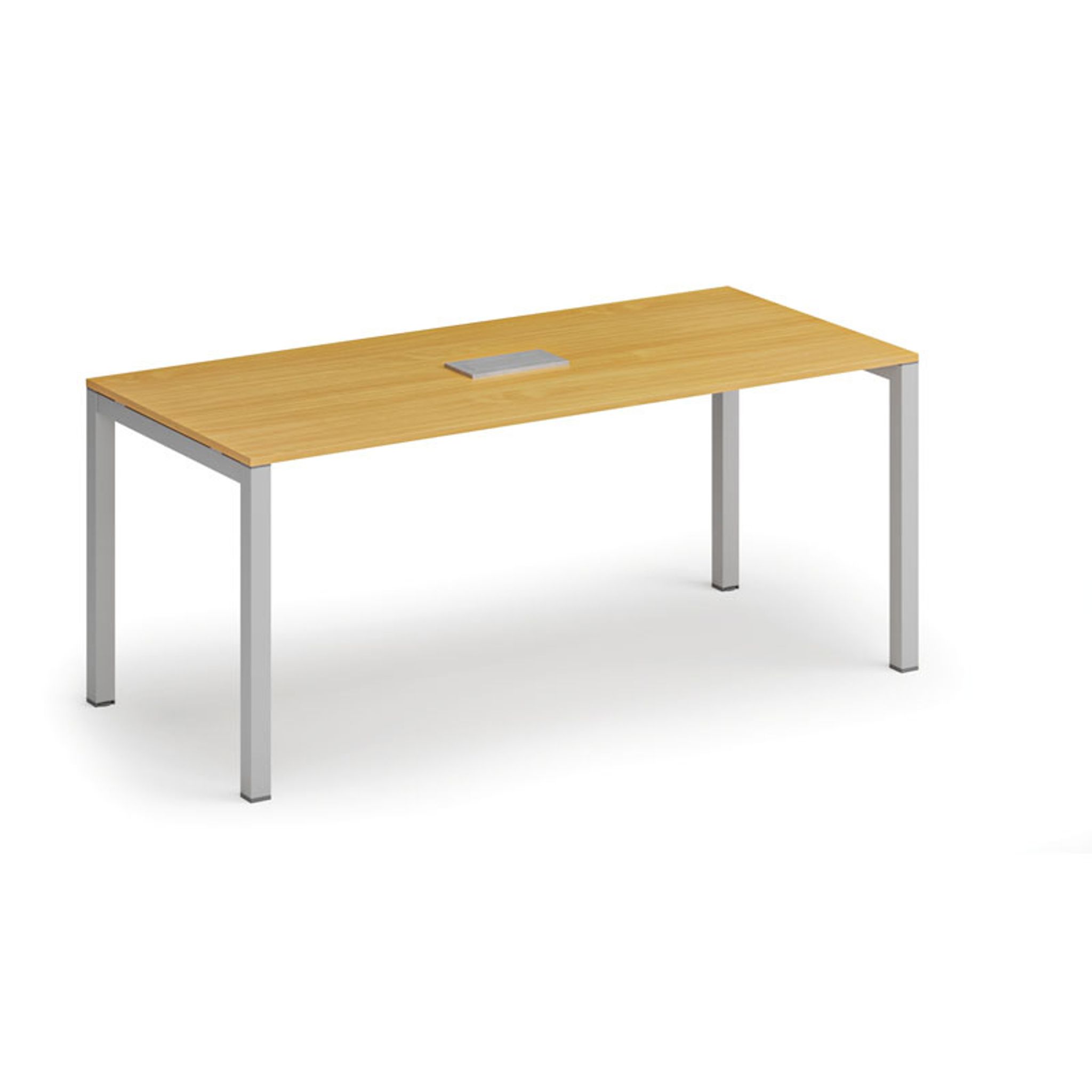 Jednací stůl PRIMO SQUARE, 180x80 cm, buk + stolní zásuvka TYP II, stříbrná
