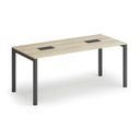 Jednací stůl PRIMO SQUARE, 180x80 cm, dub přírodní + 2x stolní zásuvka TYP VI, černá