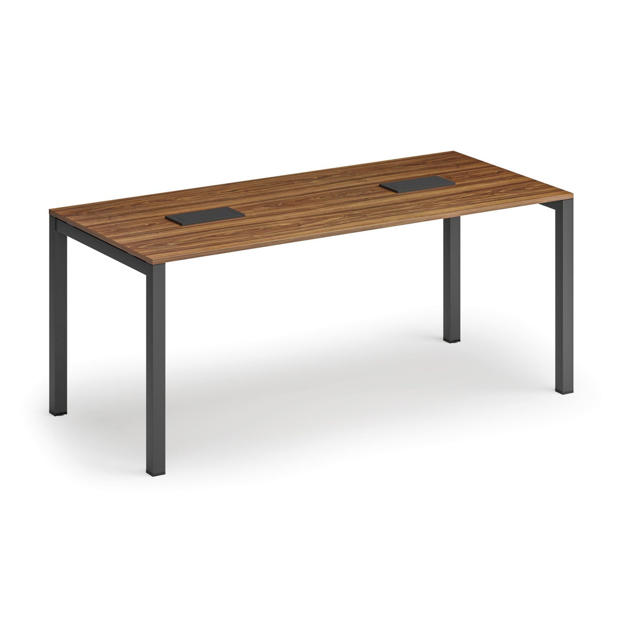 Jednací stůl PRIMO SQUARE, 180x80 cm, ořech + 2x stolní zásuvka TYP VI, černá