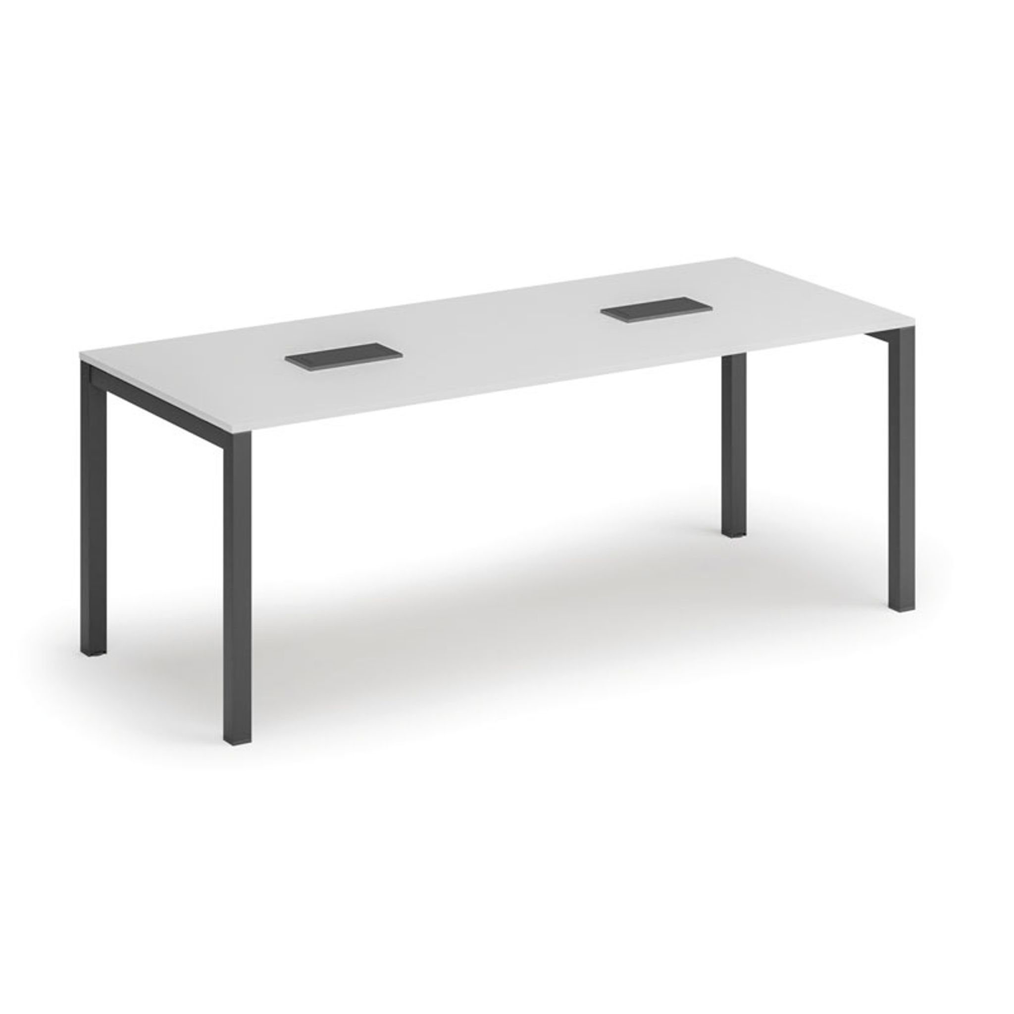 Jednací stůl PRIMO SQUARE, 200x80 cm, bílá + 2x stolní zásuvka TYP II, černá