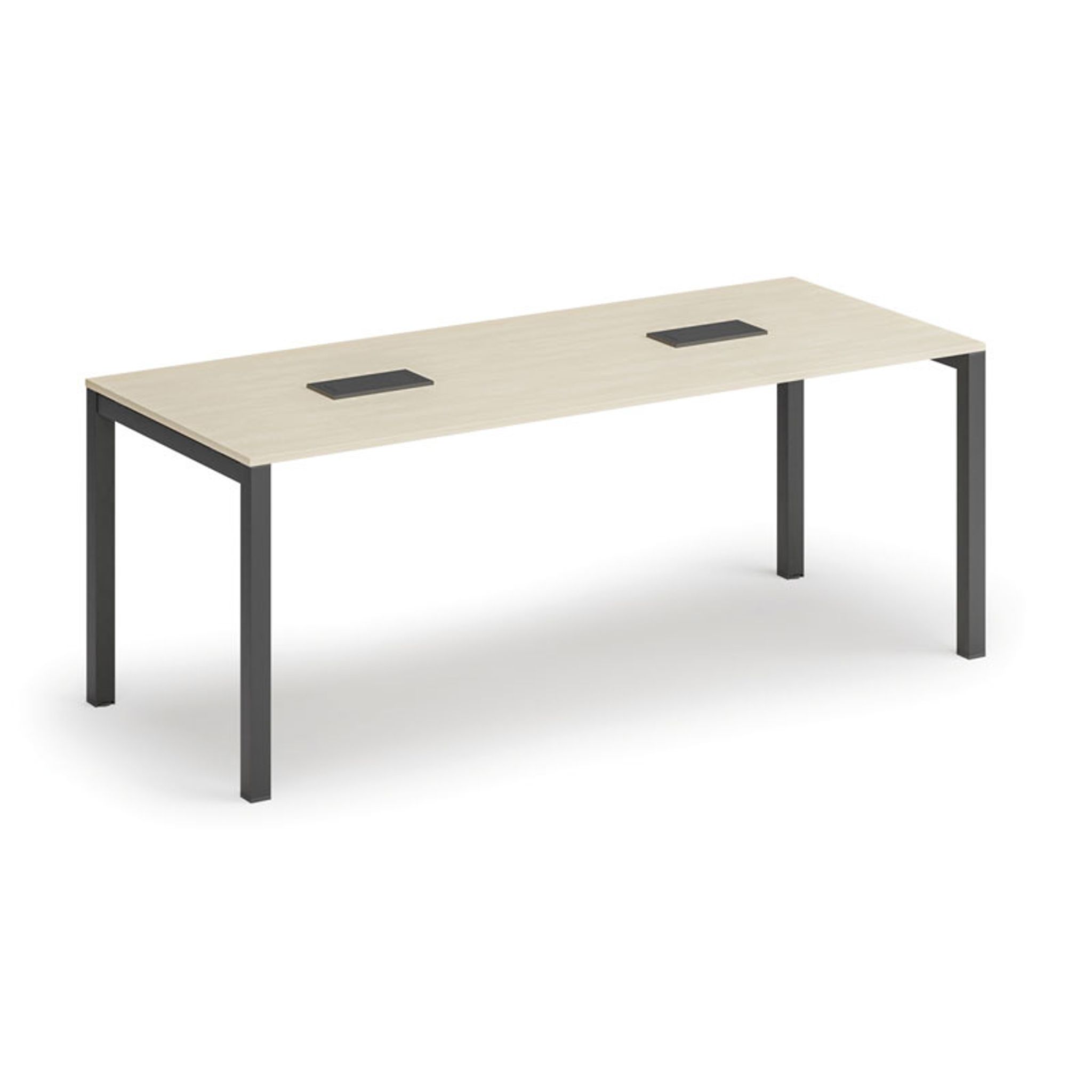 Jednací stůl PRIMO SQUARE, 200x80 cm, bříza + 2x stolní zásuvka TYP II, černá