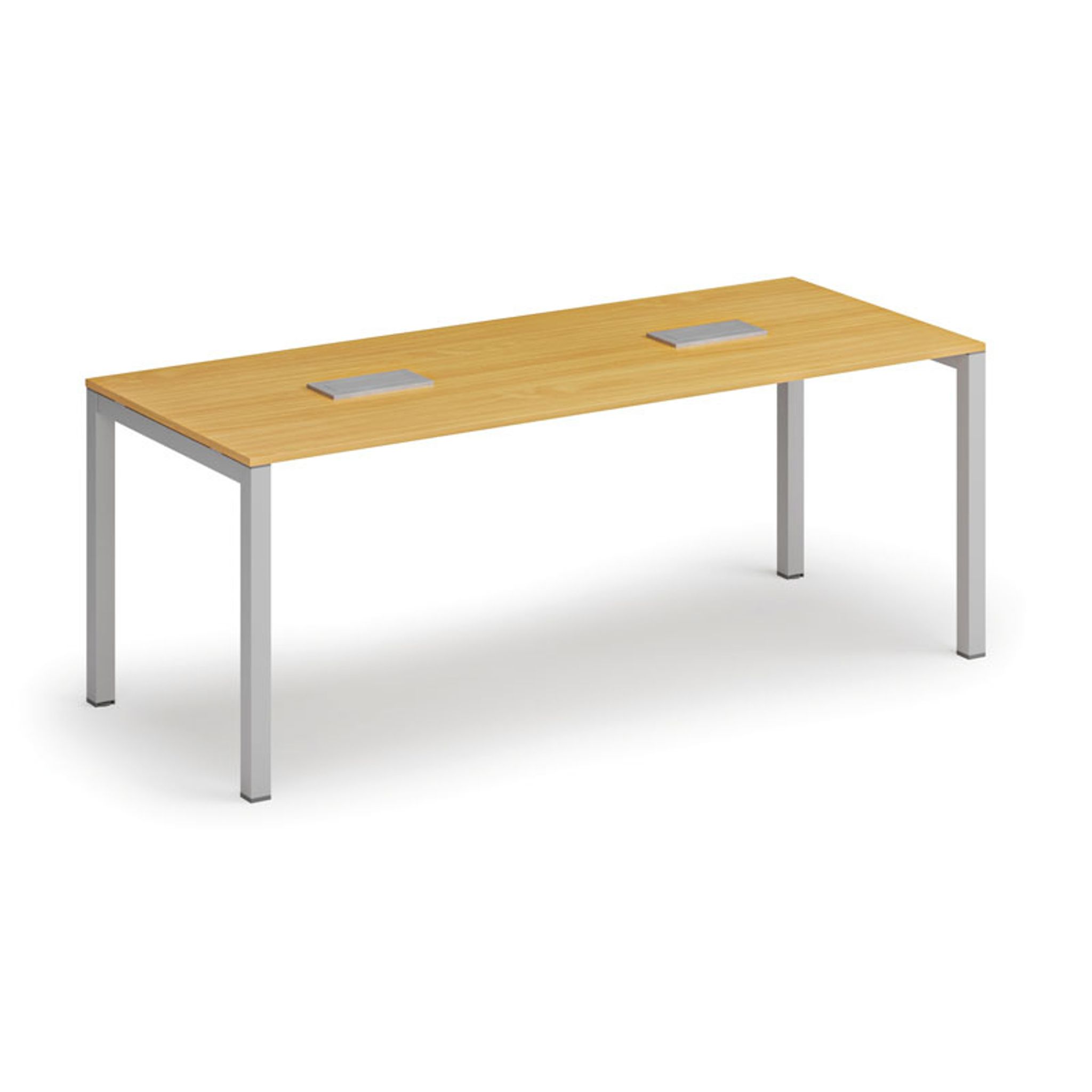 Jednací stůl PRIMO SQUARE, 200x80 cm, buk + 2x stolní zásuvka TYP I, stříbrná