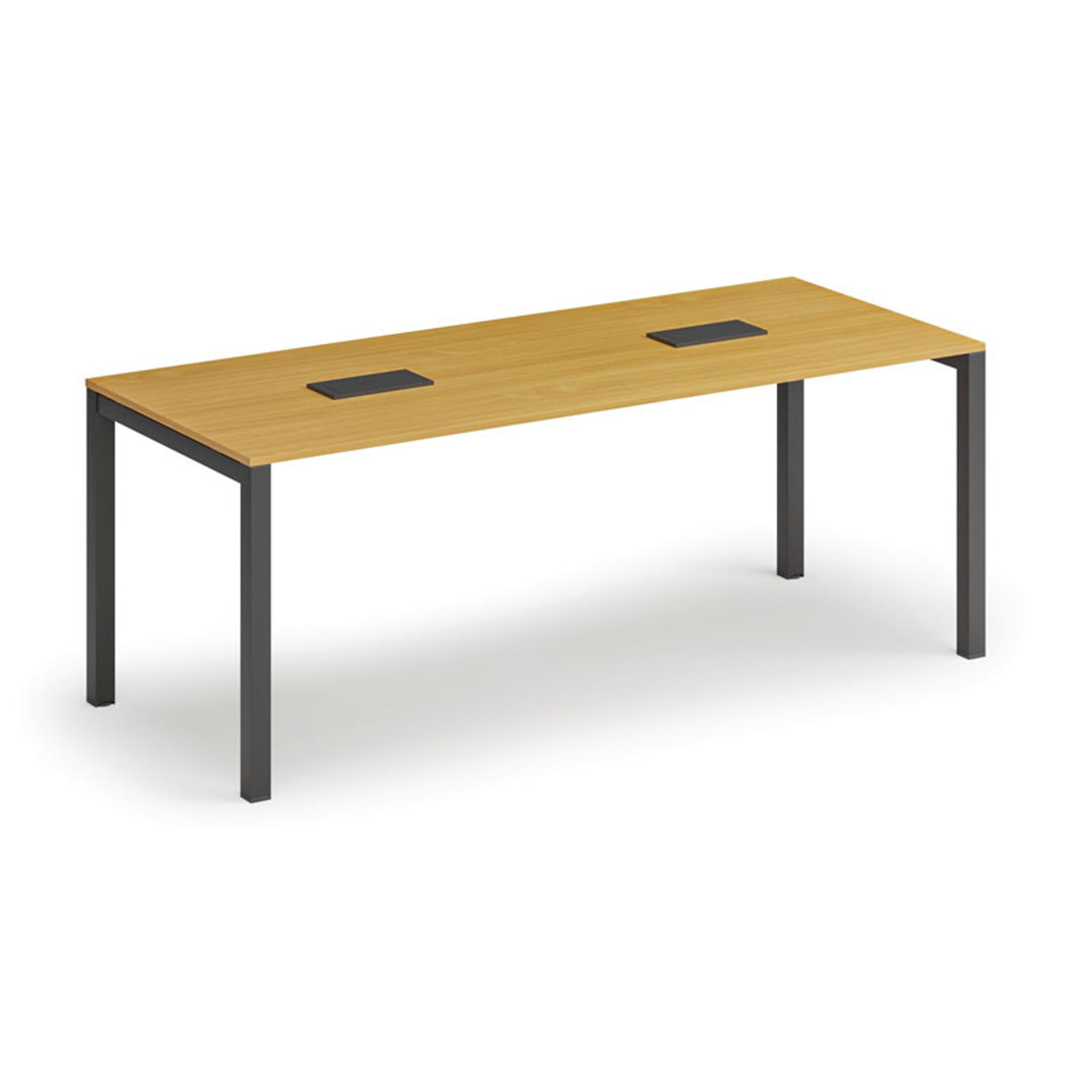Jednací stůl PRIMO SQUARE, 200x80 cm, buk + 2x stolní zásuvka TYP II, černá