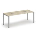Jednací stůl PRIMO SQUARE, 200x80 cm, dub přírodní + 2x stolní zásuvka TYP IV, stříbrná