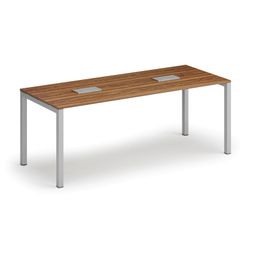 Jednací stůl PRIMO SQUARE, 200x80 cm, ořech + 2x stolní zásuvka TYP I, stříbrná