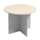 Jednací stůl s kulatou deskou PRIMO GRAY, průměr 1000 mm, šedá / bříza