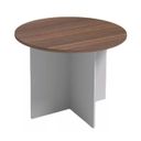 Jednací stůl s kulatou deskou PRIMO GRAY, průměr 1000 mm, šedá / ořech