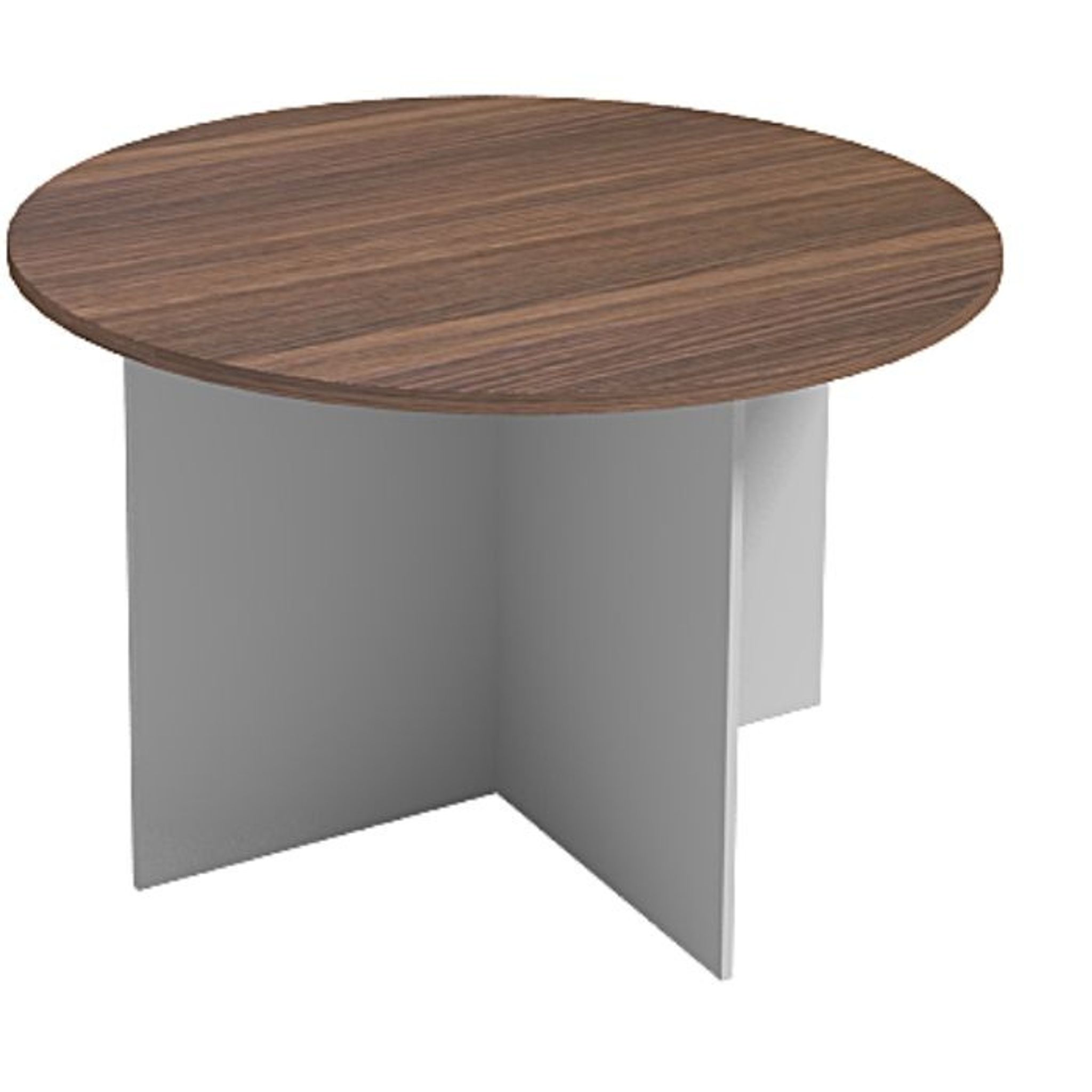 Jednací stůl s kulatou deskou PRIMO GRAY, průměr 120 cm, šedá/ořech