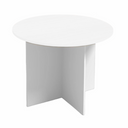 Jednací stůl s kulatou deskou PRIMO WHITE, průměr 100 cm, bílá