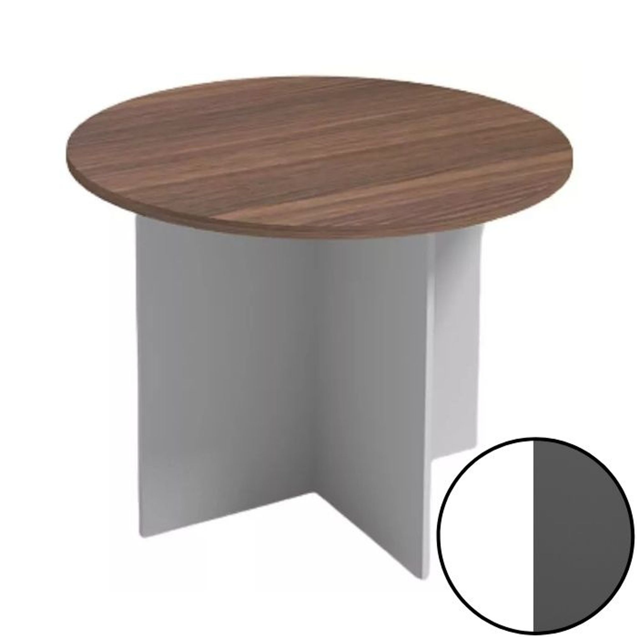 Jednací stůl s kulatou deskou PRIMO WHITE, průměr 1000 mm, bílá / grafitová