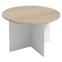 Jednací stůl s kulatou deskou PRIMO WHITE, průměr 120 cm, bílá/dub přírodní
