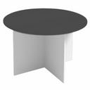 Jednací stůl s kulatou deskou PRIMO WHITE, průměr 120 cm, bílá/grafitová