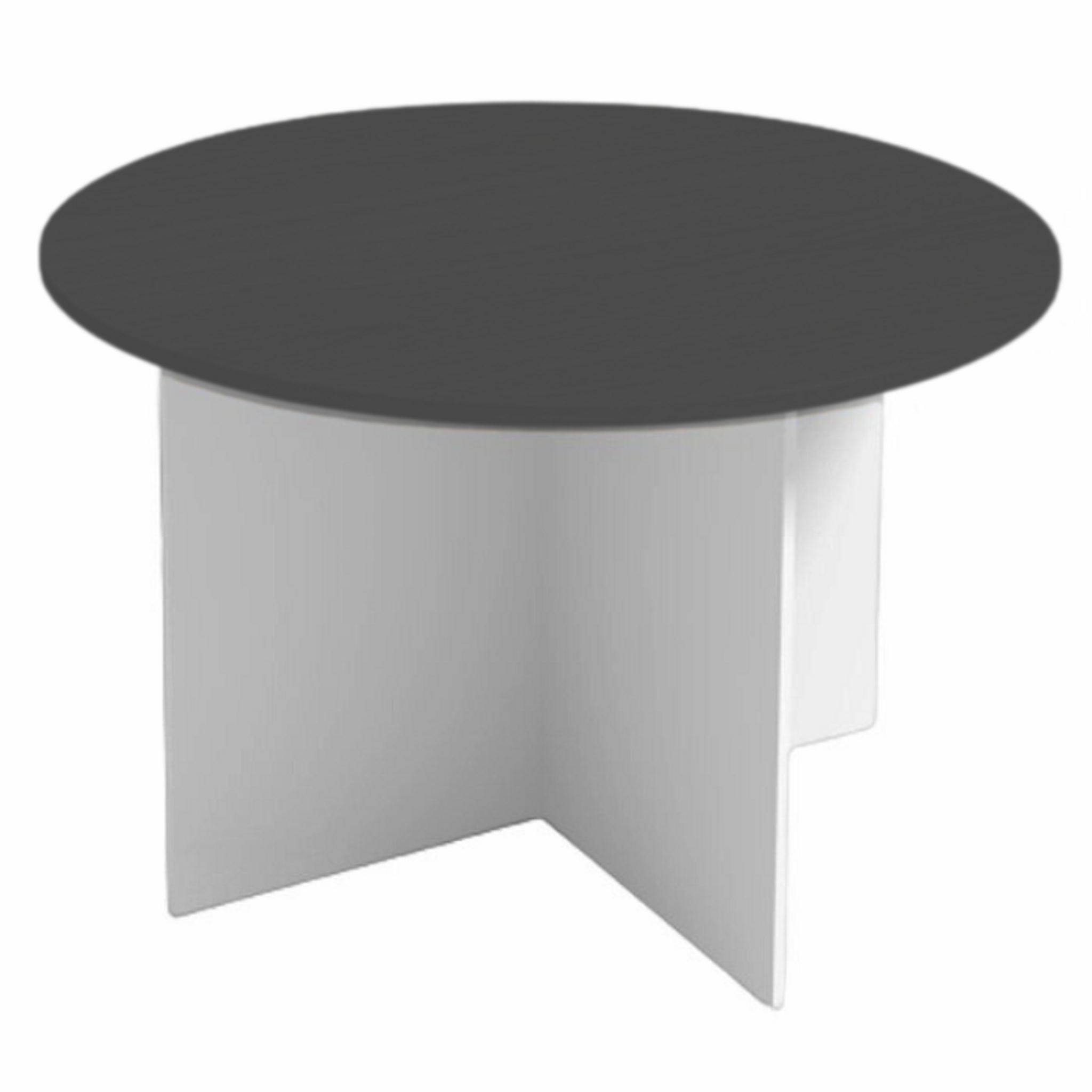 Jednací stůl s kulatou deskou PRIMO WHITE, průměr 120 cm, bílá/grafitová