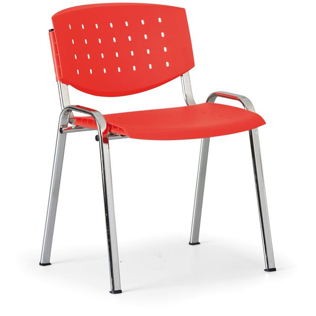Jednacia stolička TONY, červená, konštrukcia chrómovaná