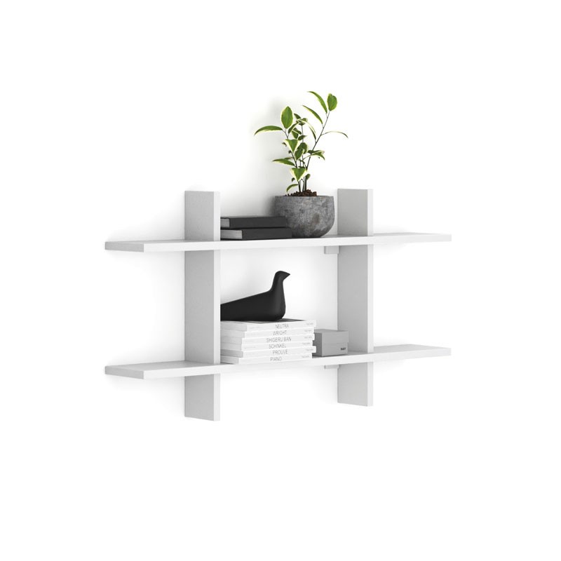 Fotografia produktu: Kancelárska nástenná polica dvojitá SOLID, 1250 x 200 x 700 mm, biela
