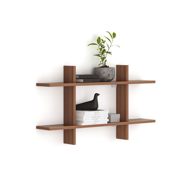 Fotografia produktu: Kancelárska nástenná polica dvojitá SOLID, 1250 x 200 x 700 mm, orech