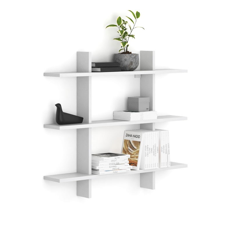 Fotografia produktu: Kancelárska nástenná polica trojitá SOLID, 1250 x 200 x 1075 mm, biela