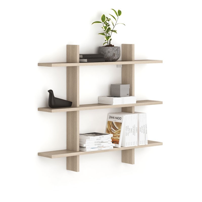Fotografia produktu: Kancelárska nástenná polica trojitá SOLID, 1250 x 200 x 1075 mm, dub prírodný