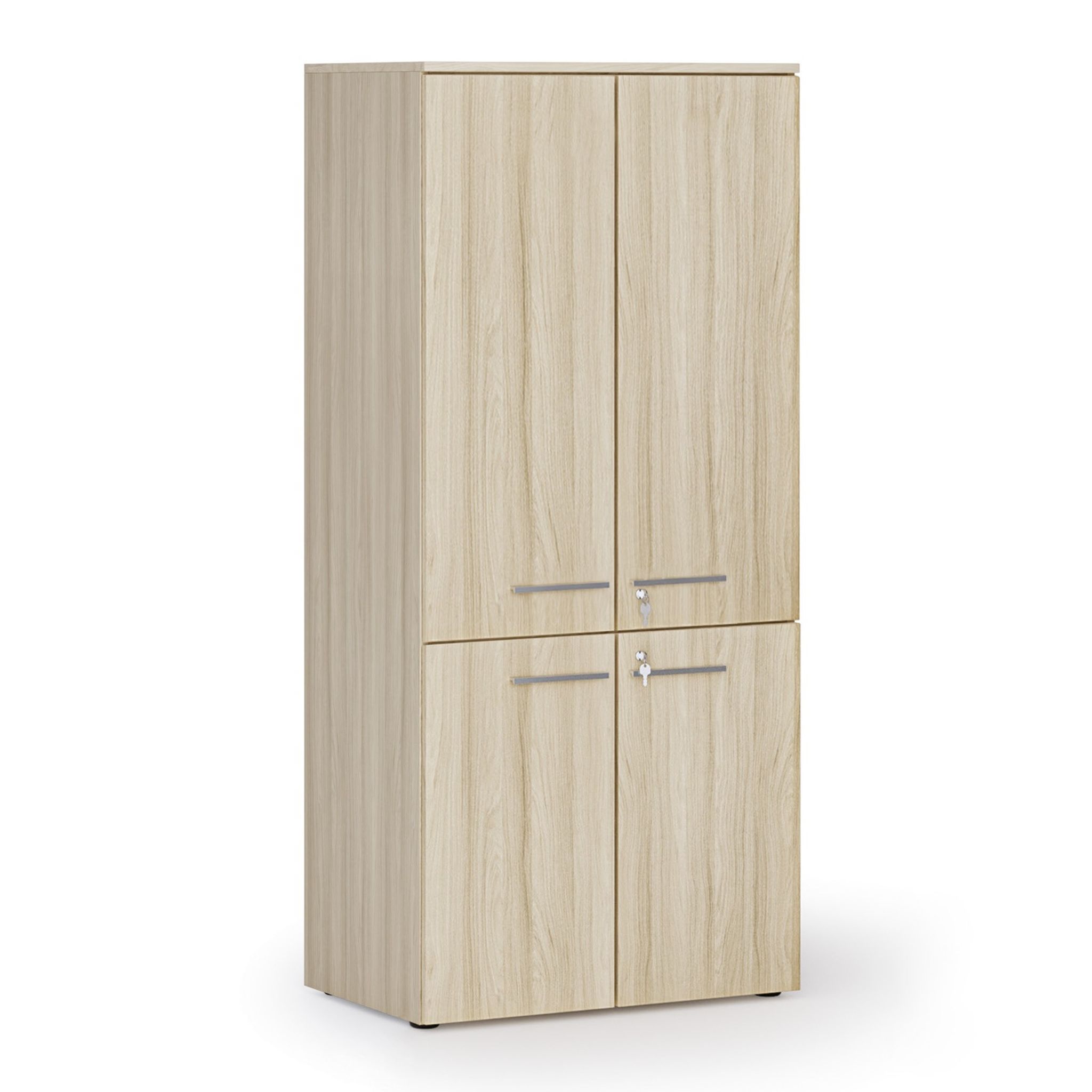 Kancelářská policová skříň PRIMO WOOD, půlené dveře, 800 x 500 x 1781 mm, dub přírodní