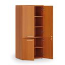 Kancelářská policová skříň PRIMO WOOD, půlené dveře, 800 x 500 x 1781 mm, třešeň