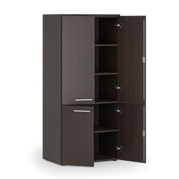 Kancelářská policová skříň PRIMO WOOD, půlené dveře, 800 x 500 x 1781 mm, wenge