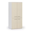 Kancelárska policová skriňa PRIMO WHITE, polené dvere, 800 x 500 x 1781 mm, biela/breza