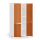 Kancelárska policová skriňa PRIMO WHITE, polené dvere, 800 x 500 x 1781 mm, biela/čerešňa