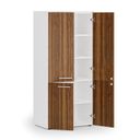 Kancelárska policová skriňa PRIMO WHITE, polené dvere, 800 x 500 x 1781 mm, biela/orech