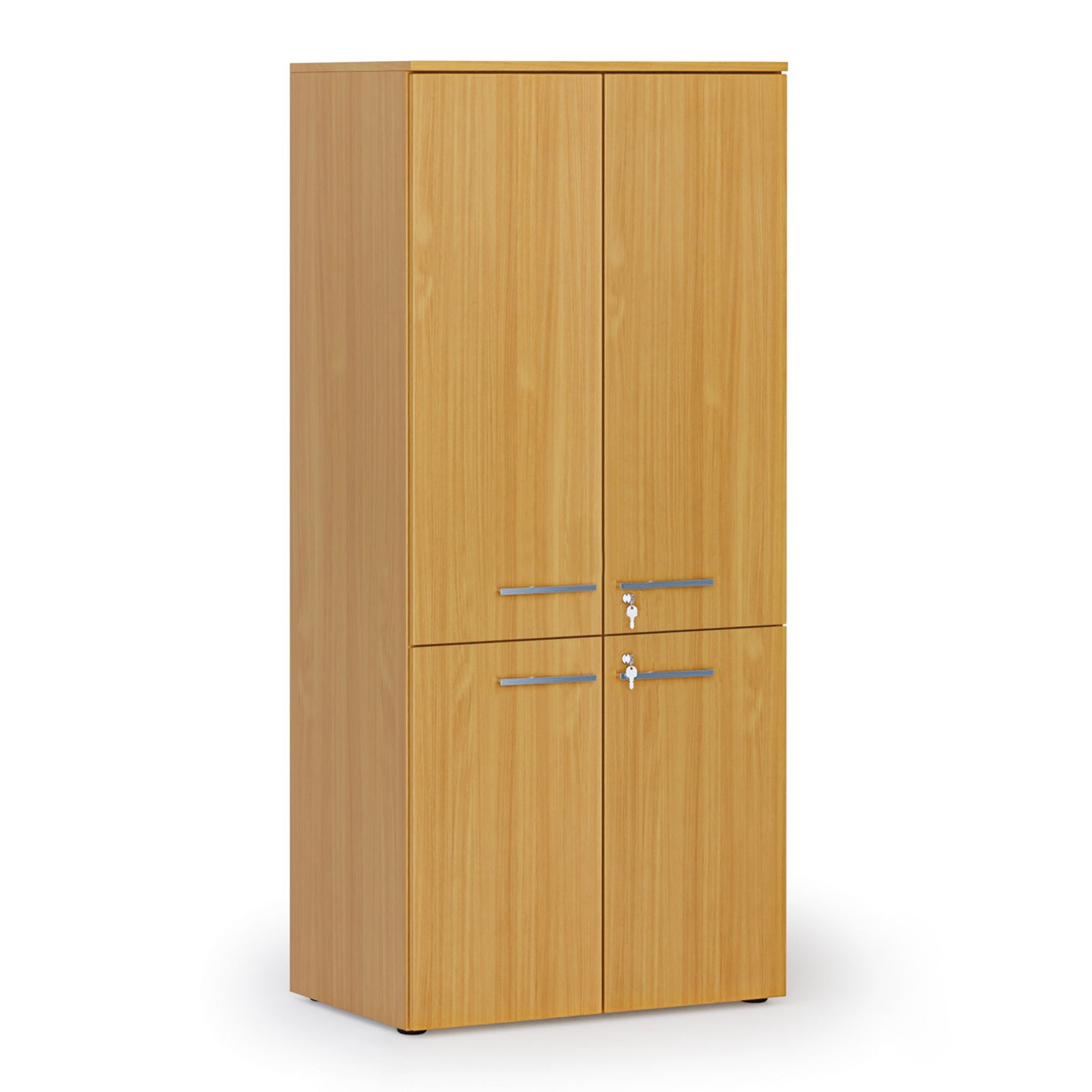 Kancelárska policová skriňa PRIMO WOOD, polené dvere, 800 x 500 x 1781 mm, buk