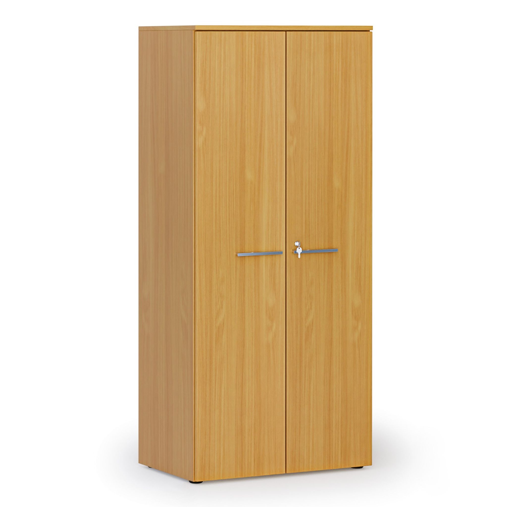 Kancelárska policová skriňa PRIMO WOOD s dverami, 800 x 500 x 1781 mm, buk