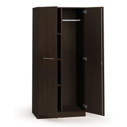 Kancelářská šatní skříň PRIMO, 3 police, šatní tyč, 800 x 500 x 1781 mm, wenge