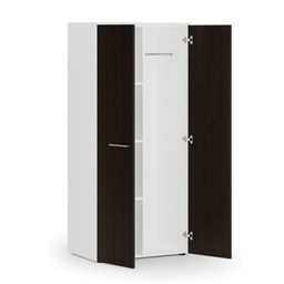 Kancelářská šatní skříň PRIMO WHITE, 3 police, šatní tyč, 800 x 500 x 1781 mm, bílá/wenge