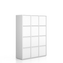 Kancelářská skříň FRAME, 12x dveře, 1299 x 450 x 1735 mm, PUSH-lock, bílá