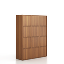 Kancelářská skříň FRAME, 12x dveře, 1299 x 450 x 1735 mm, PUSH-lock, ořech