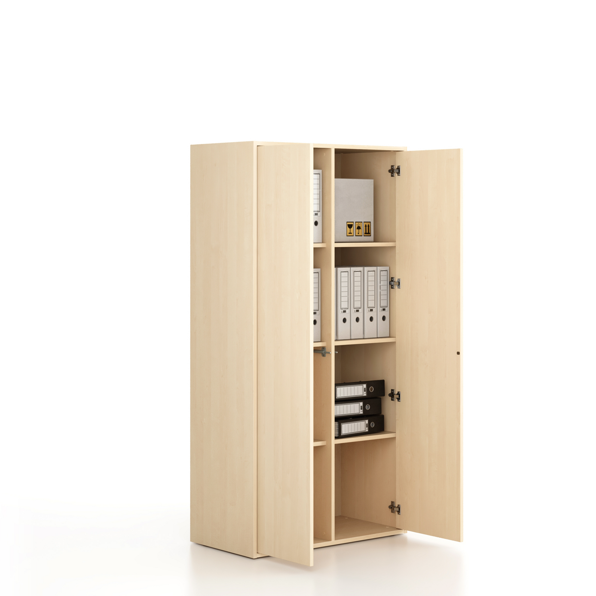 Kancelářská skříň FRAME, 2x dveře, 872 x 450 x 1735 mm, PUSH-lock, bříza