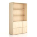 Kancelářská skříň FRAME, 6x dveře, 2x police, 1299 x 450 x 2162 mm, PUSH-lock, bříza