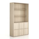 Kancelářská skříň FRAME, 6x dveře, 2x police, 1299 x 450 x 2162 mm, zámek PUSH-lock, dub přírodní
