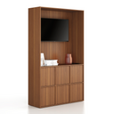 Kancelářská skříň FRAME, 6x dveře, prostor pro TV, 1299 x 450 x 2162 mm, PUSH-lock, ořech