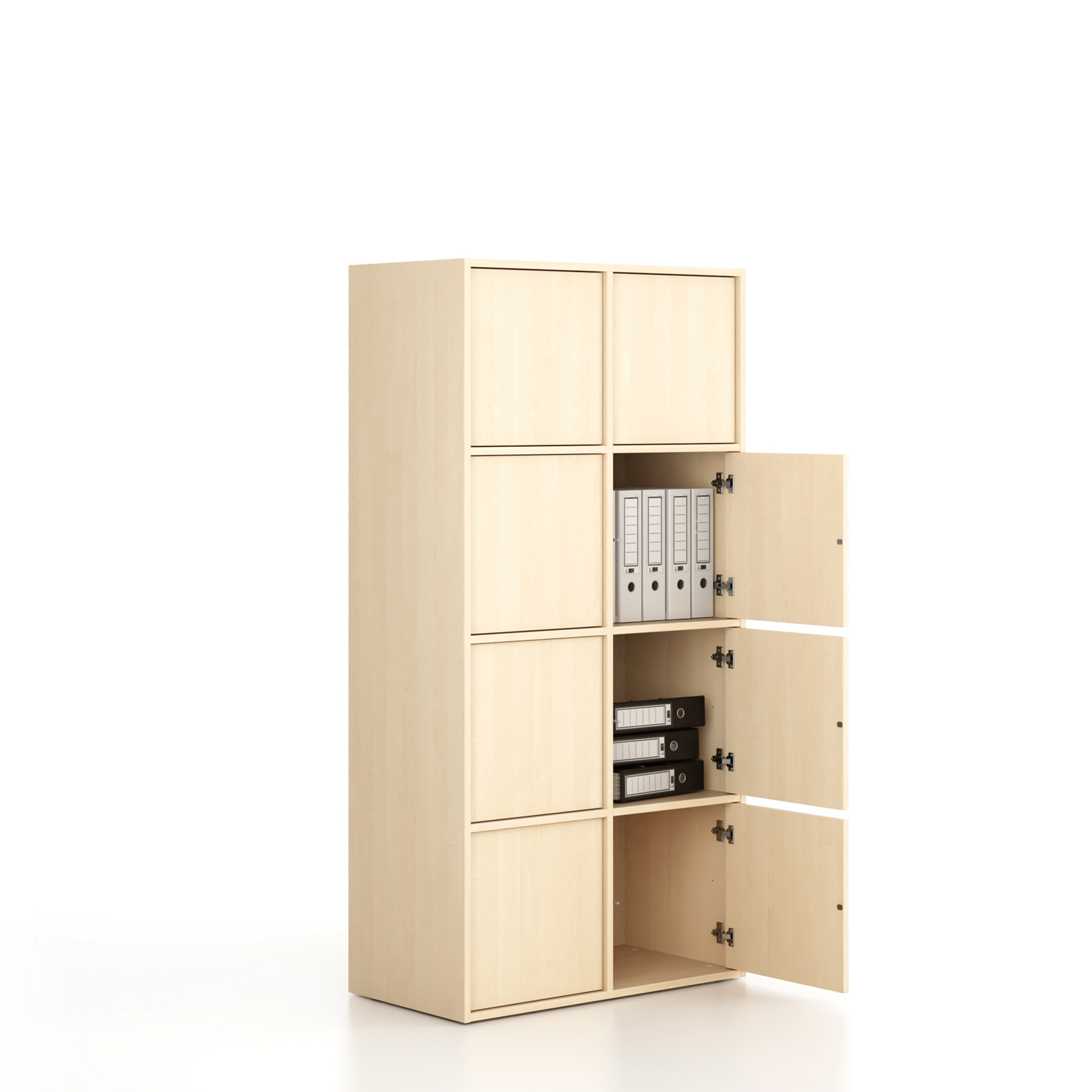 Kancelářská skříň FRAME, 8x dveře, 872 x 450 x 1735 mm, PUSH-lock, bříza