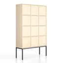 Kancelářská skříň FRAME, černá podnož, 12x dveře, 1299 x 450 x 2185 mm, PUSH-lock, bříza