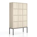 Kancelářská skříň FRAME, černá podnož, 12x dveře, 1299 x 450 x 2185 mm, PUSH-lock, dub přírodní