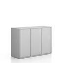 Kancelářská skříň FRAME, nízká, 3 dveře, 1299 x 450 x 881 mm, PUSH-lock, šedá