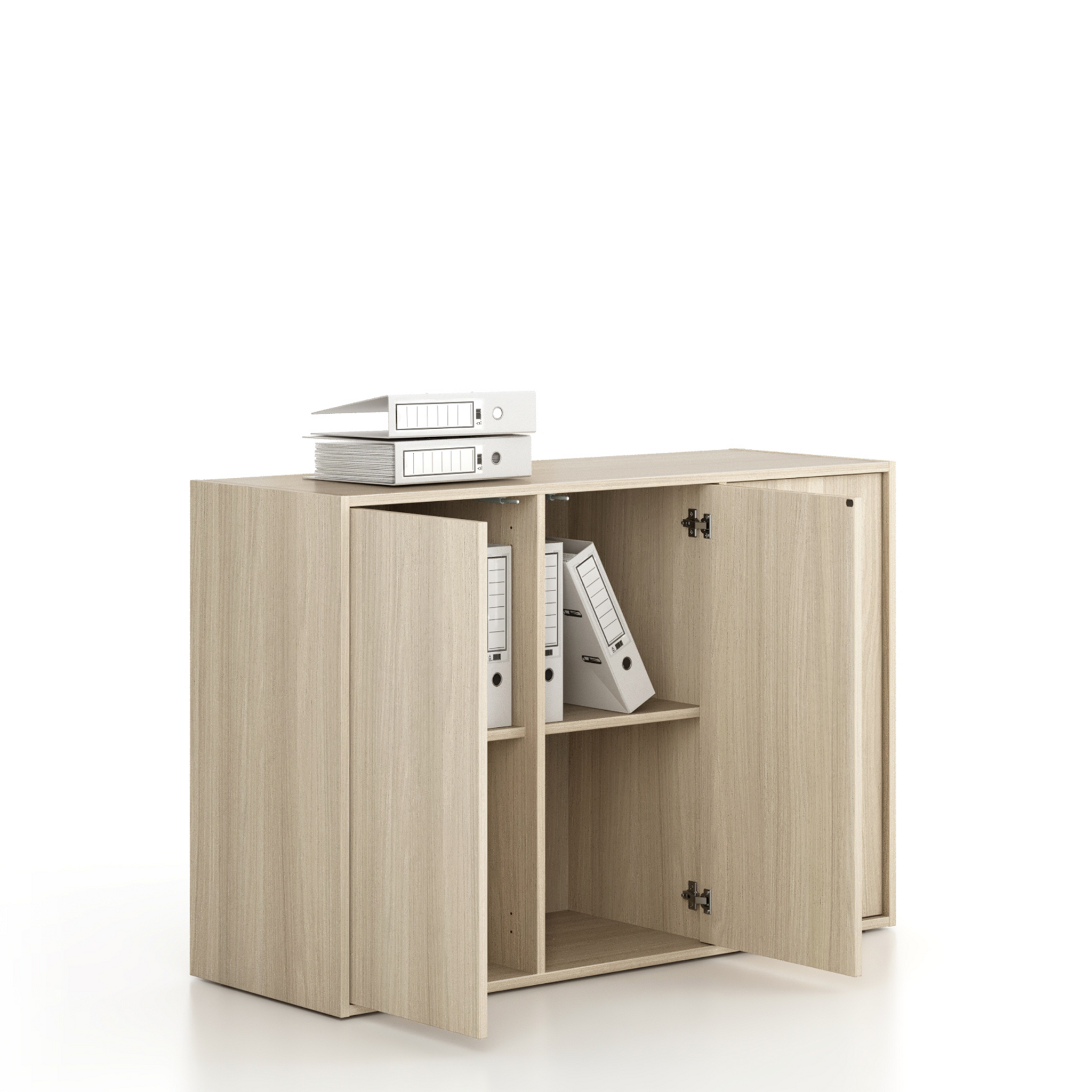 Kancelářská skříň FRAME, nízká, 3 dveře, 1299 x 450 x 881 mm, zámek PUSH-lock