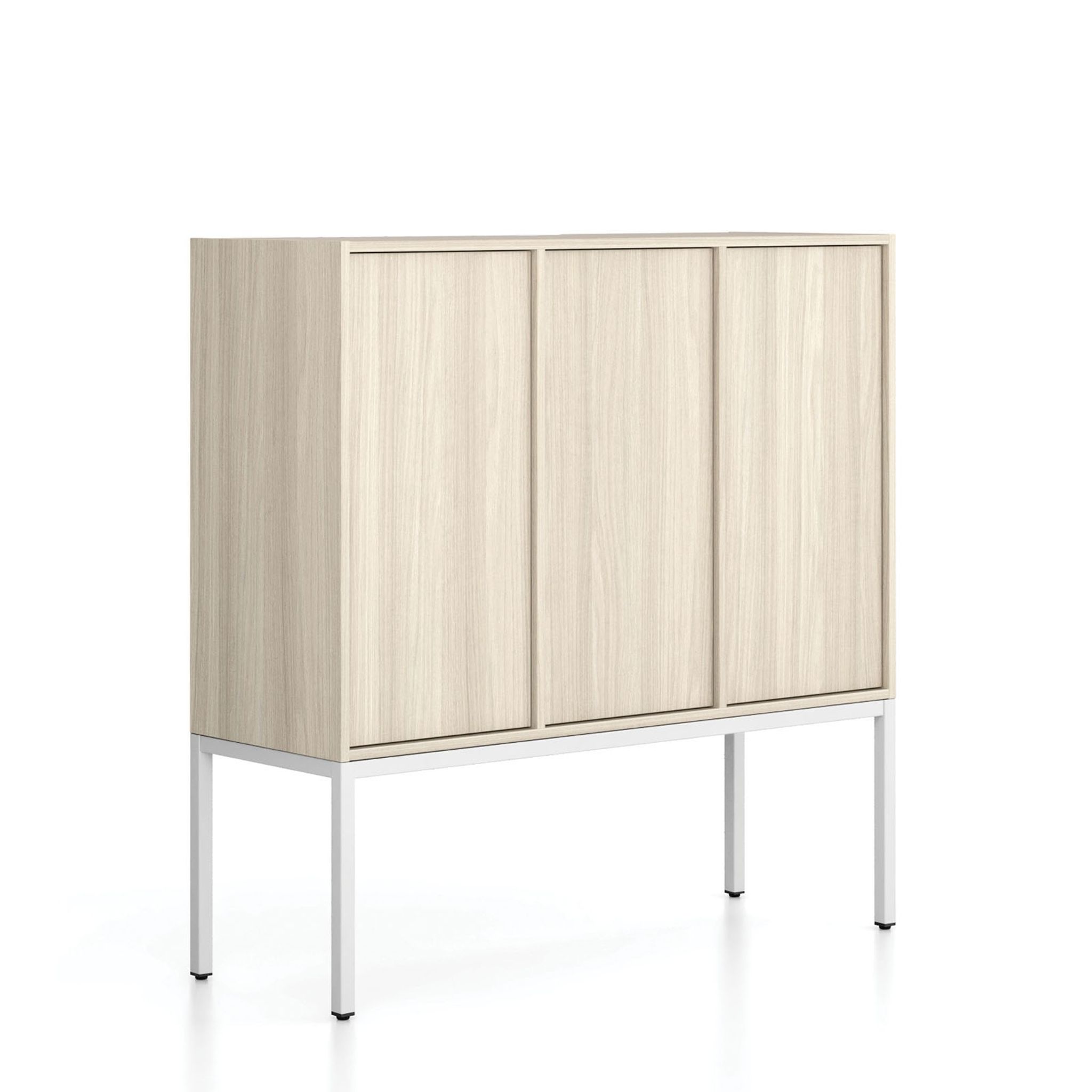 Kancelářská skříň FRAME, nízká, bílá podnož, 3x dveře, 1299 x 450 x 1331 mm, PUSH-lock