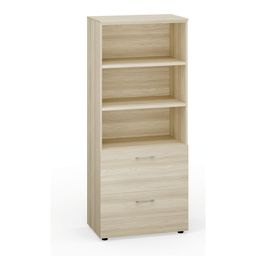 Kancelářská skříň PRIMO se zásuvkami na závěsné složky, 800 x 420 x 1781 mm, dub přírodní