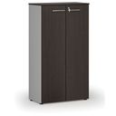 Kancelářská skříň s dveřmi PRIMO GRAY, 800 x 420 x 1434 mm, šedá/wenge