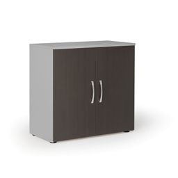 Kancelářská skříň s dveřmi PRIMO KOMBI, 1 police, 761 x 800 x 400 mm, šedá / wenge