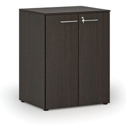 Kancelářská skříň s dveřmi PRIMO WOOD, 2 police, 800 x 640 x 1027 mm, wenge